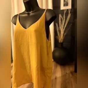 NWOT, Mustard yellow flowy tank top, size M